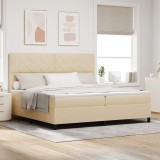 VidaXL Pat cu arcuri cu saltea crem 200x200 cm țesătură