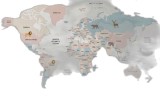 Autocolant de perete Dekornik, harta lumii 'Map 2 Pastel' - mărimea S