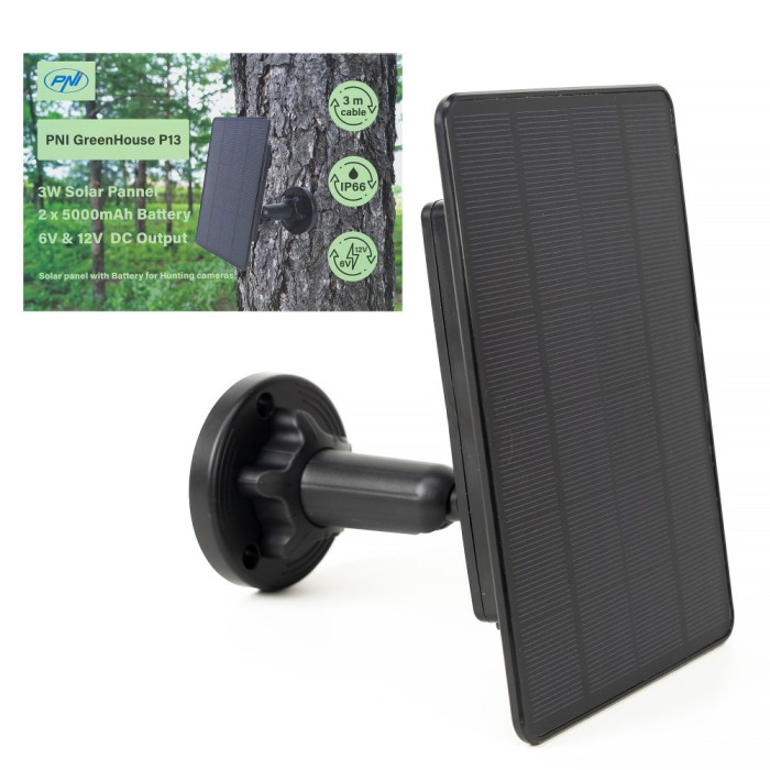 Resigilat : Incarcator solar PNI GreenHouse P13 iesire 6V si 12V, 3W, acumulator L