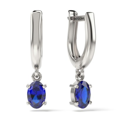 Cercei din argint cu cristale Sapphire model 42 foto
