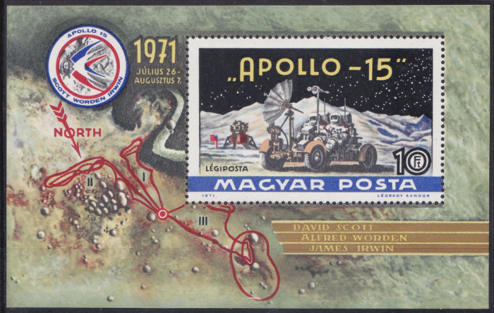 TSV$ - 1971 MICHEL 2729 A APOLLO 15 COLITA DANTELATA MNH/** LUX