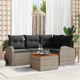 Set de Sofa pentru Grădină vidaXL cu Perne Gri Ratan Poli Acacia