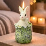 Lumanare decorativa de Paste, Iepure cu sac, Verde, &Oslash;7x15cm, CMCLASS