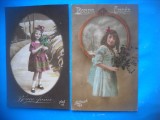 HOPCT 1812 COPII--ROMANTICA-FRANTA-LOT 2 CARTI POSTALE VECHI-CIRCULATE