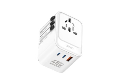 Adaptor priza international GaN LDNIO Z8, 1XUSB, 2XUSB-C, Incarcare rapida, 45W foto