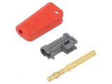 Mufă banană 4mm 32A roșie cu soclu axial aurit