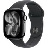 Apple Watch Series 11, GPS + Cellular, 42mm, Jet Black Aluminium Case, Black Sport Band, M/L