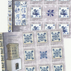 Romania 2010-Romania-Portugalia,Ceramica-minicoala 8 timbre+vigneta,mansete