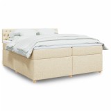 Cumpara ieftin Pat box spring cu saltea, crem, 200x200 cm, textil