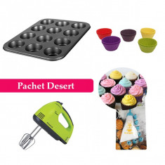 Pachet Desert! Tava pentru Brio?e + Set 12 forme pentru brio?e din silicon + Mixer de mana + CADOU Poche pentru ornat foto