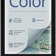 E-Book Reader PocketBook Color, Ecran E Ink Kaleido 6inch, Procesor 1GHz, 16GB, 1GB RAM, Bluetooth, Wi-Fi (Argintiu)