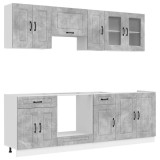 Cumpara ieftin Set dulapuri de bucatarie 8 piese &bdquo;Kalmar&rdquo; gri beton Lemn