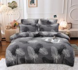 Lenjerie Pat Cocolino Ankara Co005, Microfibra Plusata, 4 Piese, Cu Elastic, Gri