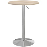 HOMCOM Masă de bar rotundă masă &icirc;naltă bucătărie reglabilă &icirc;n &icirc;nălțime 69-91 cm blat pivotant la 360&deg; natural și gri | Aosom Romania