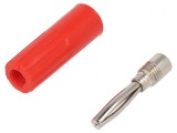 Mufă Banană 4mm 10A 50VDC Roșie Neizolată, DELTRON
