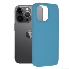 Husa iPhone 14 Pro Max Silicon Albastru Slim Mat cu Microfibra SoftEdge