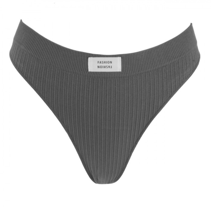 Chiloți String Femei, Seamless, Ribbed, Patch Alb, Gri Antracit