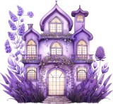 Sticker decorativ, Casa cu Lavanda, Mov, 65 cm, 1361STK-9