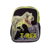 Ghiozdan baieti Bambino TRex pentru gradinita,1 compartiment, negru cu verde,22x12x28 cm, St.Majewski