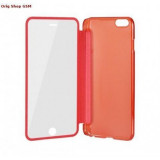 Husa Flip Mega View Apple iPhone 4 / 4S Rosu, Cu clapeta, Piele Ecologica