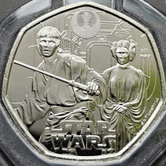 50 pence 2023 Marea Britanie, Luke Skywalker and Princess Leia, Star Wars, Bunc