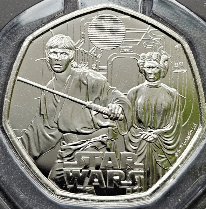 50 pence 2023 Marea Britanie, Luke Skywalker and Princess Leia, Star Wars, Bunc