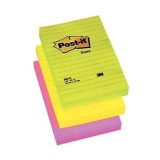 Cumpara ieftin Notes autoadeziv Post-it, liniate, multicolor, 102 x 152 mm, 100 file