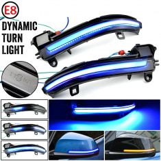Set de 2 lampi led semnalizare dinamica oglinda Xentech Light BMW Seria 1, 3, 4 12V - Portocaliu + Albastru