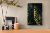 Tablou Canvas, "Refugiu verde sub arcade misterioase", Frunziș, Arcadă, Lumină, Umbre, Vegetație, Abundență, Natură, Arhitectură, Sălbatic, Verde., 26