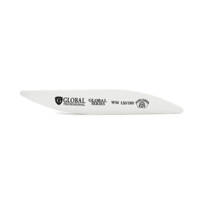 Pila pentru unghii Global Fashion series WM, forma val, alba, granulatie 120/180 foto