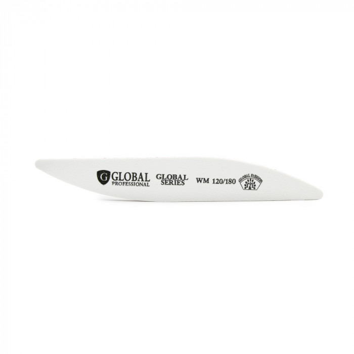 Pila pentru unghii Global Fashion series WM, forma val, alba, granulatie 120/180