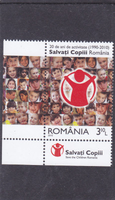 ROMANIA 2010 LP 1867 - 20 DE ANI ACTIVITATE SALVATI COPII SERIE CU TABS MNH foto