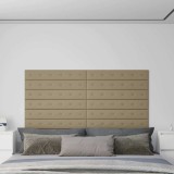 Panouri de perete 12 buc. cappuccino 90x15 cm piele eco 1,62 m&sup2;
