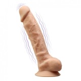 Vibrator Realist Remote Control, Silicon cu Memorie, Dubla Densitate, Natural, 20 cm