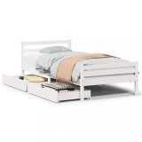 Cumpara ieftin Cadru pat fara saltea, alb, 100x200 cm, lemn masiv pin