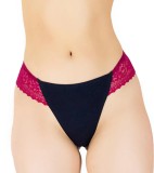 Cumpara ieftin Chilot Brazilian Luan Bumbac Elastic Dantela Bleumarin Magenta M C1241