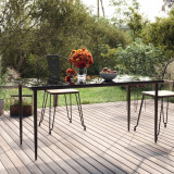 VidaXL Masă de grădină, negru, 160x80x74 cm, oțel &amp; sticlă securizată