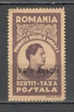 Romania.1947 Scutit de taxa postala:Fundatia Regele Mihai I-supr. PRIN AVION hartie gri XR.1239