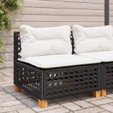 Gossi canapea de gradina fara cotiere, cu perne, negru, poliratan