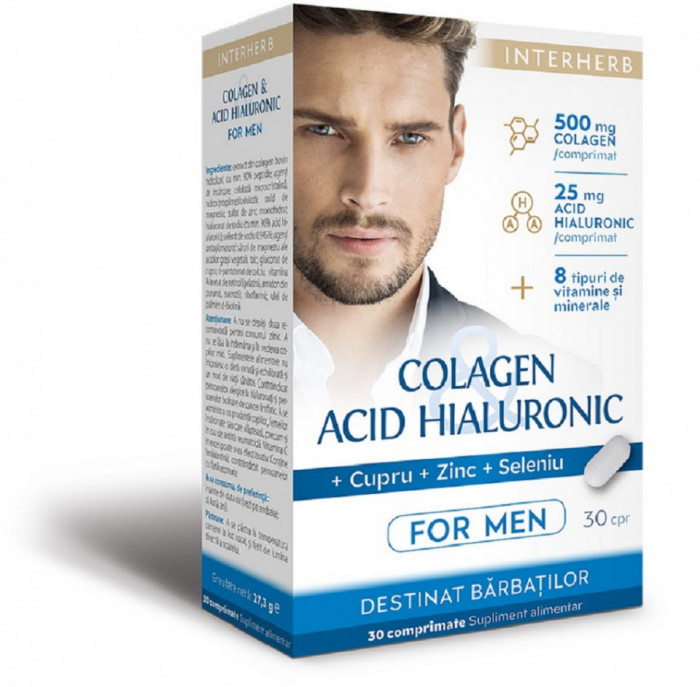 Colagen &amp; Acid Hialuronic pentru Bărbați 30CPR