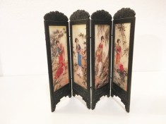 *Paravan pliabil miniatura japonez chinezesc imagini florale / gheisha, deosebit foto