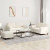 VidaXL Set de canapele cu perne, 3 piese, crem, catifea 3202012
