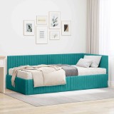 Cumpara ieftin Cadru de pat coltar cu saltea 2 buc. Turcoaz 100 x 200 cm