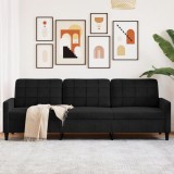 Gossi canapea cu 3 locuri, negru, 210 cm, material catifea