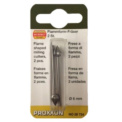 Set freze din otel-wolfram-vanadiu de forma picatura Micromot Proxxon 28724, O6 mm, 2 bucati foto