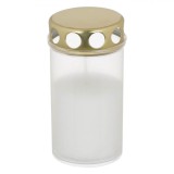 Lum&acirc;nare Decorativă, Model Alb, Timp Ardere 24-36 Ore, Diametru 6cm, &Icirc;nălțime 11.5cm, Capac Auriu, Oem
