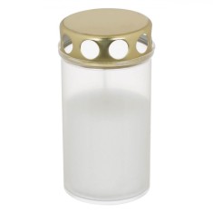 Lum&acirc;nare Decorativă, Model Alb, Timp Ardere 24-36 Ore, Diametru 6cm, &Icirc;nălțime 11.5cm, Capac Auriu