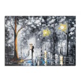 Tablou pictat manual living, dormitor - Casa de piatra (2) - 70x50cm ulei pe panza in cutit efect 3D, Magnific