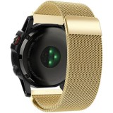 Cumpara ieftin Curea iUni compatibila cu Garmin Fenix 7X / 6X / 5X Plus / 5X / 3 HR / 3, 26 mm, Milanese Loop Belt, Gold