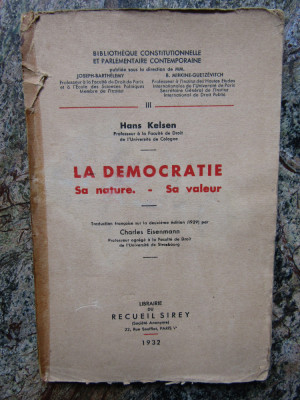 La democratie - Sa nature - Sa valeur - Hans Kelsen, 1932 foto